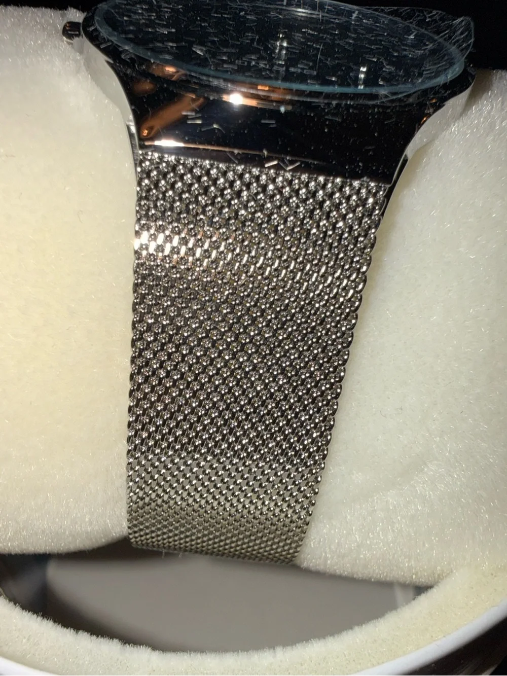 NIB BERING Men's Slim Silver Stainless Steel Mesh Watch - Blue Sunray Dial